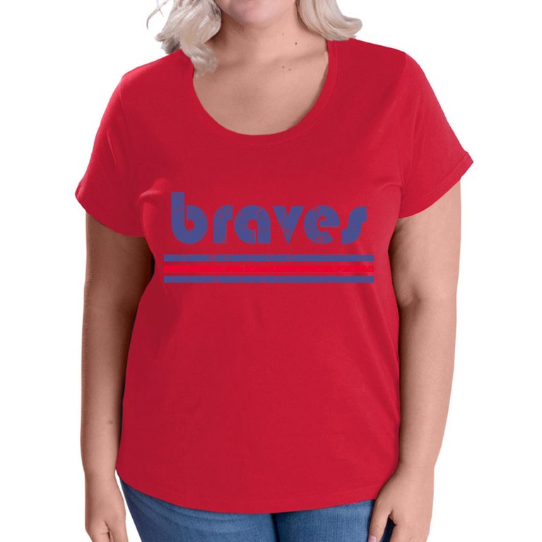 Vintage Braves Retro Three Stripe Weathered Women's Plus Size T-Shirt