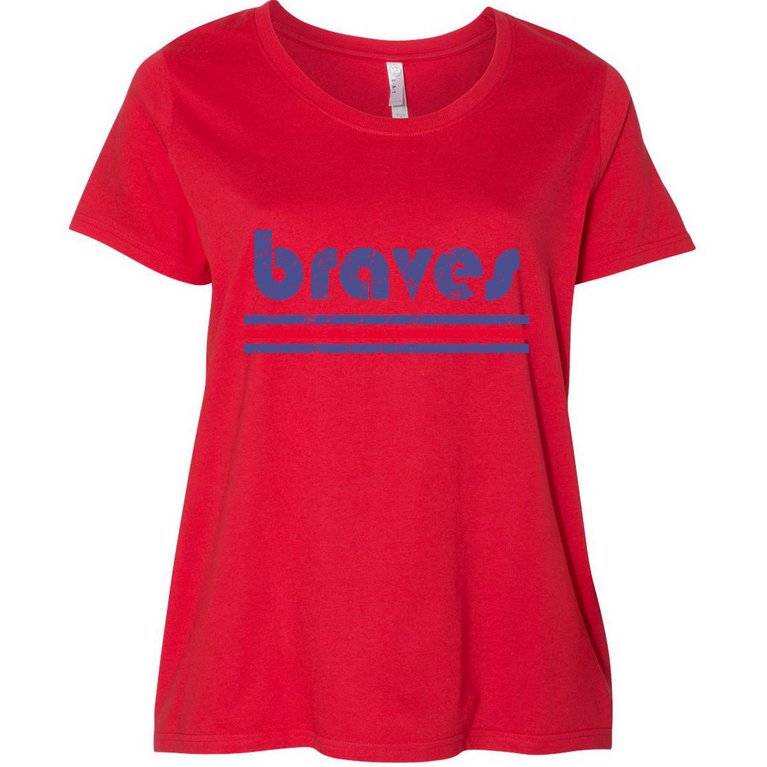 Vintage Braves Retro Three Stripe Weathered Women's Plus Size T-Shirt