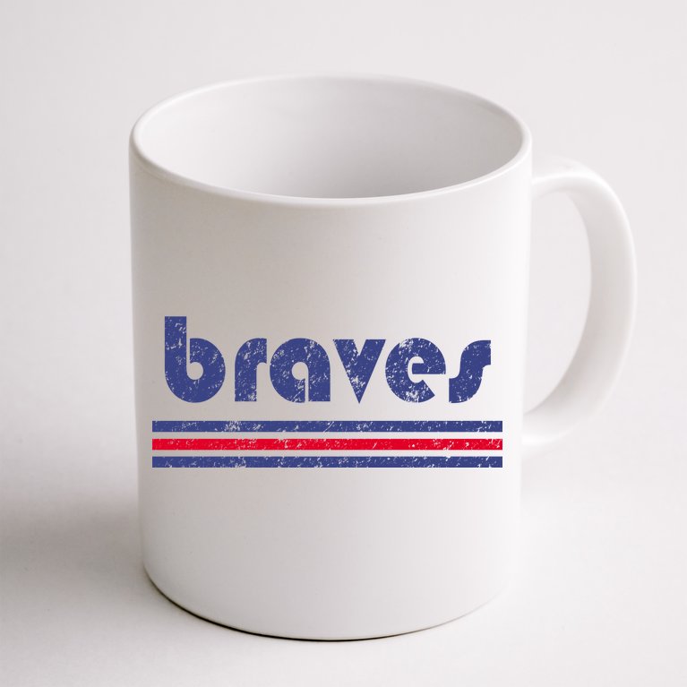 Vintage Braves Retro Three Stripe Weathered Coffee Mug