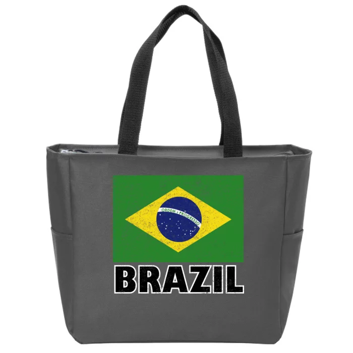 Vintage Brazil Flag Zip Tote Bag