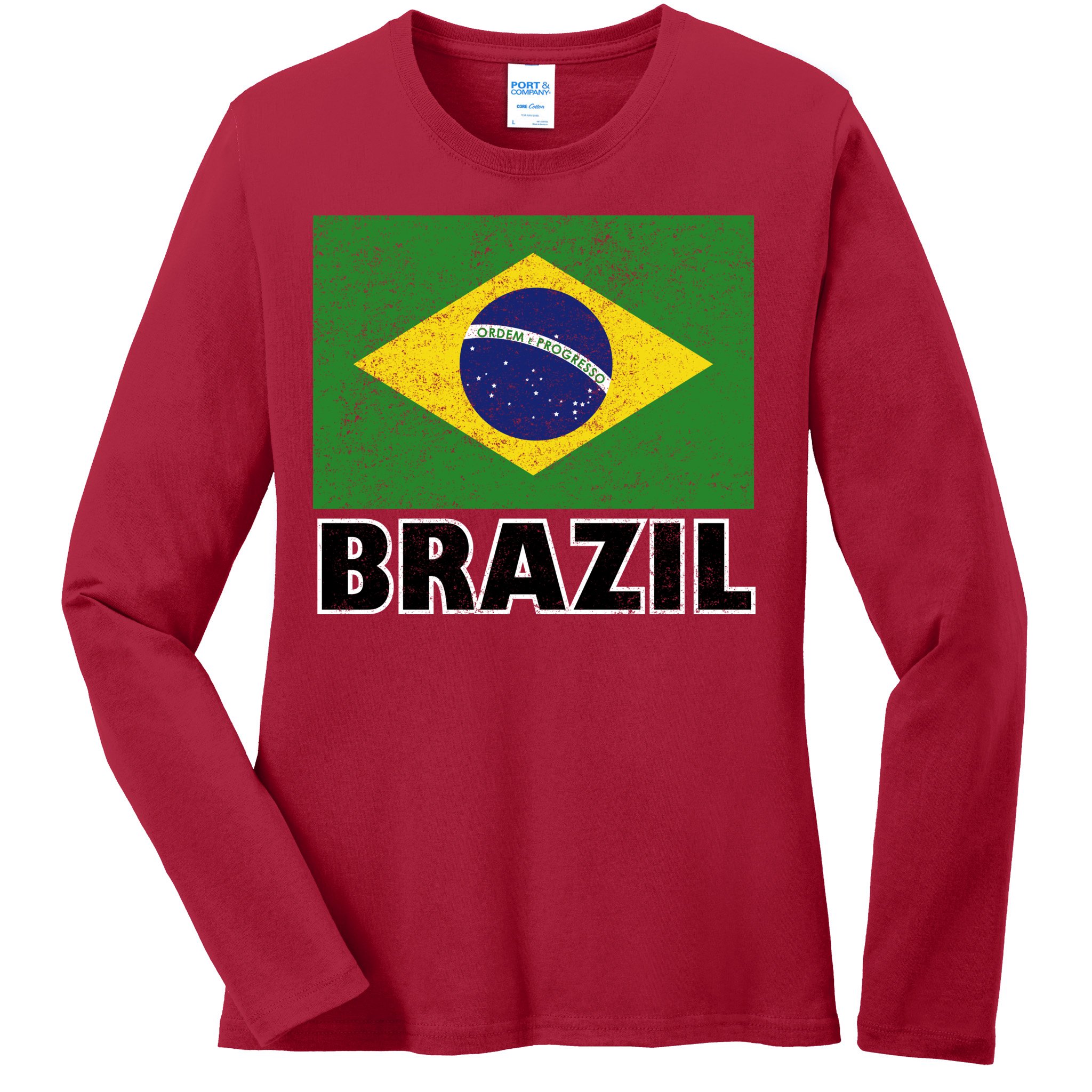 Brazilian Soccer Jersey Brazil Football Flag Ladies Missy Fit Long Sleeve  Shirt