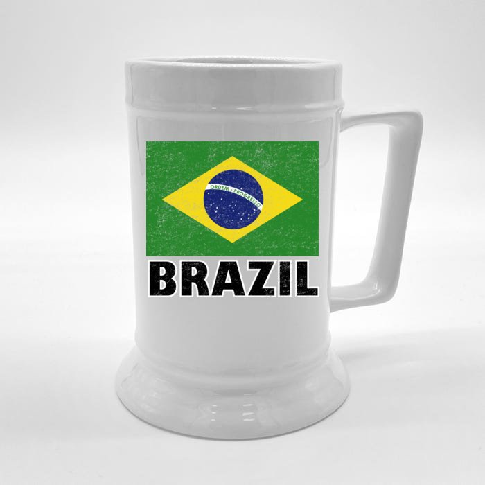 Vintage Brazil Flag Front & Back Beer Stein