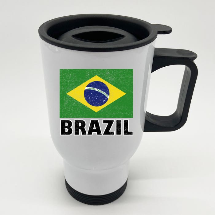 Vintage Brazil Flag Front & Back Stainless Steel Travel Mug