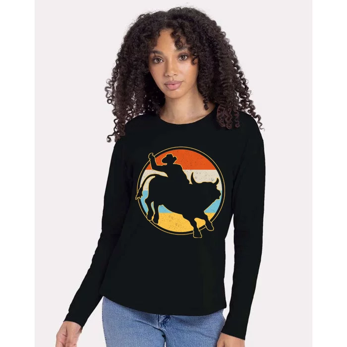 Vintage Bull Riding Rodeo Womens Cotton Relaxed Long Sleeve T-Shirt