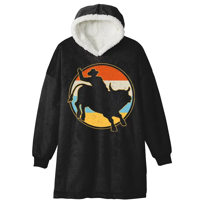 Vintage Bull Riding Rodeo Hooded Wearable Blanket