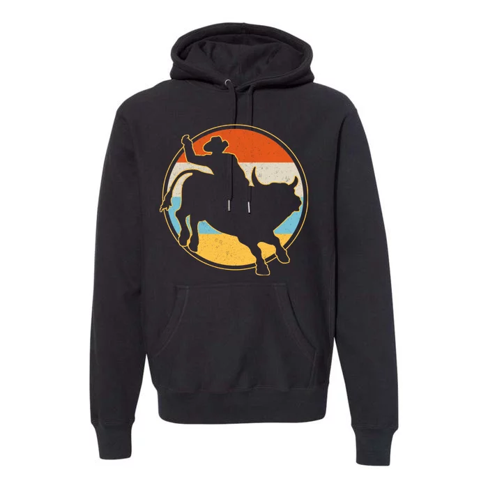 Vintage Bull Riding Rodeo Premium Hoodie