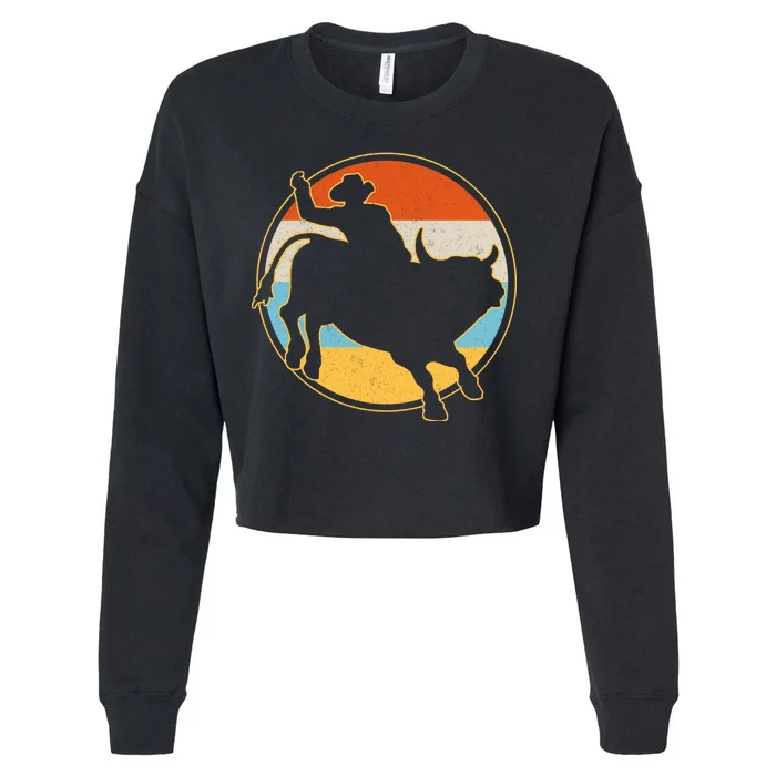 Vintage Bull Riding Rodeo Cropped Pullover Crew