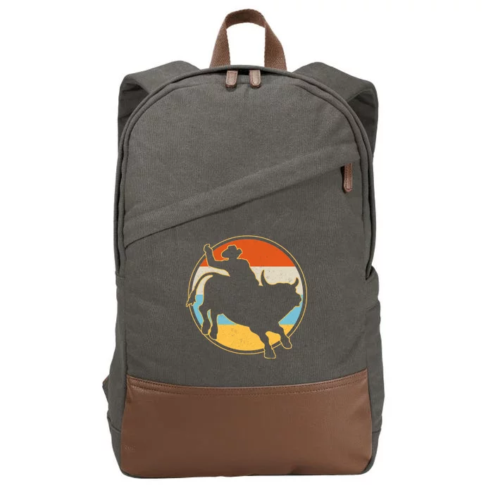 Vintage Bull Riding Rodeo Cotton Canvas Backpack