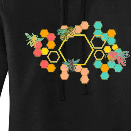 Vintage Bumblebee Hive Pattern Women's Pullover Hoodie