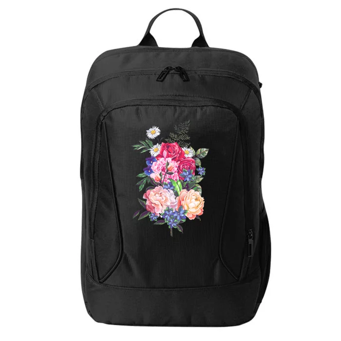 Vintage Bunch Bouquet of Flowers City Backpack