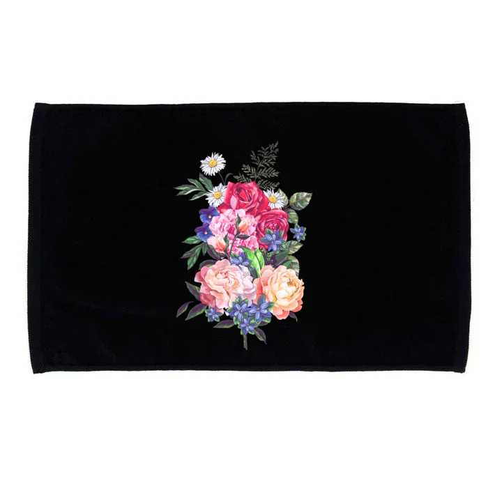 Vintage Bunch Bouquet of Flowers Microfiber Hand Towel