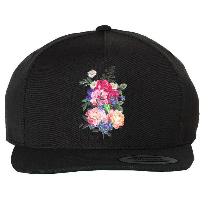 Vintage Bunch Bouquet of Flowers Wool Snapback Cap