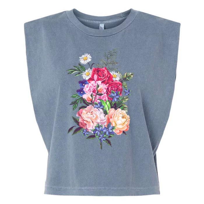 Vintage Bunch Bouquet of Flowers Garment-Dyed Women's Muscle Tee