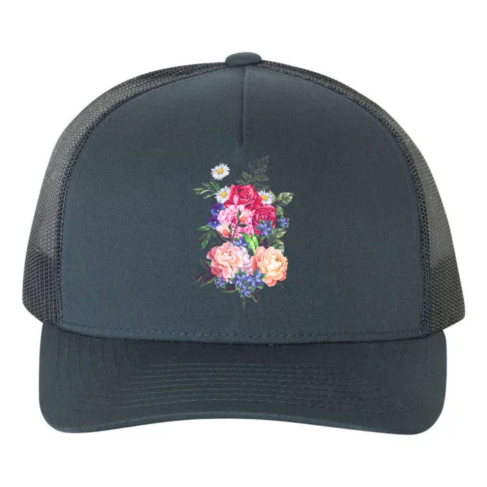 Vintage Bunch Bouquet of Flowers Yupoong Adult 5-Panel Trucker Hat