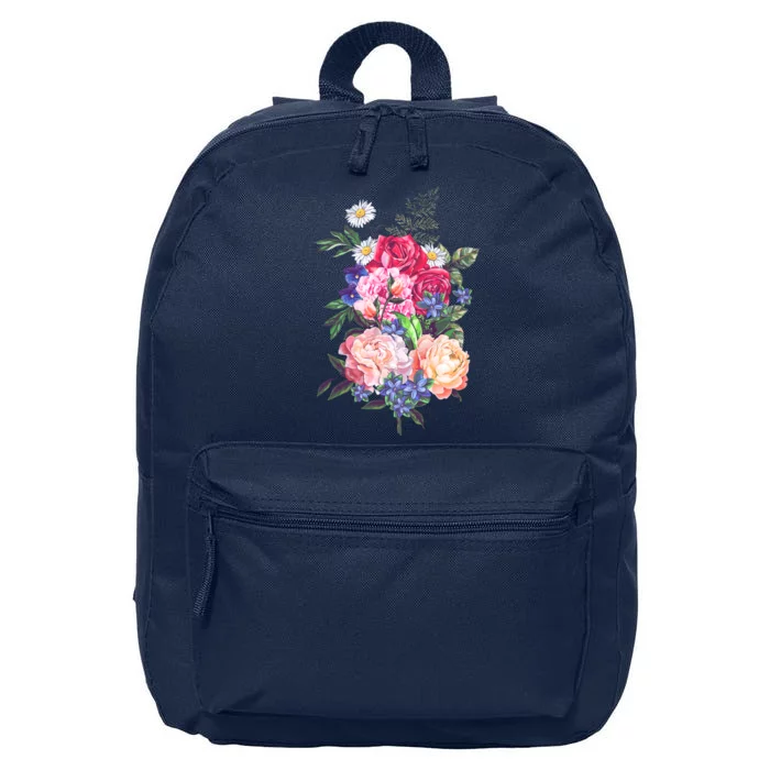 Vintage Bunch Bouquet of Flowers 16 in Basic Backpack