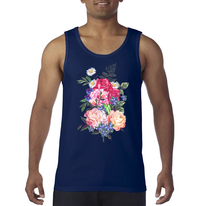 Vintage Bunch Bouquet of Flowers Tank Top