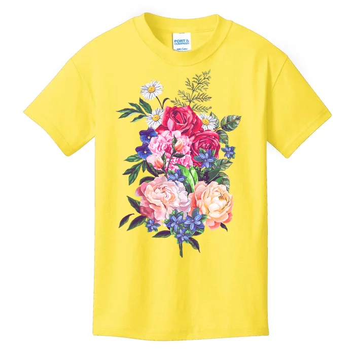 Vintage Bunch Bouquet of Flowers Kids T-Shirt