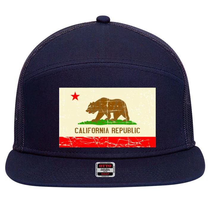 Vintage California Republic Flag 7 Panel Mesh Trucker Snapback Hat