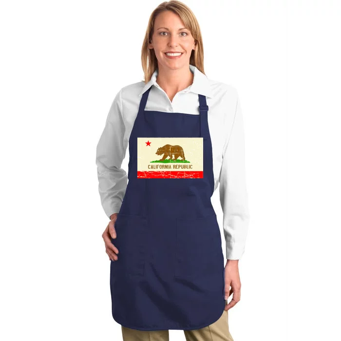 Vintage California Republic Flag Full-Length Apron With Pocket