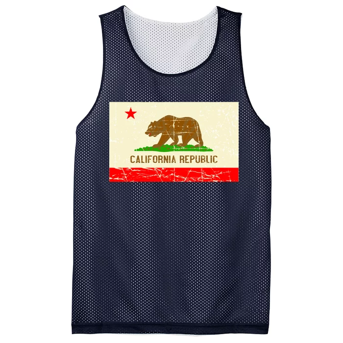 Vintage California Republic Flag Mesh Reversible Basketball Jersey Tank