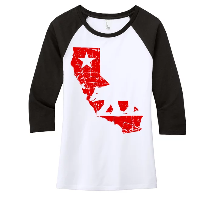 Vintage California Republic State Bear Women's Tri-Blend 3/4-Sleeve Raglan Shirt