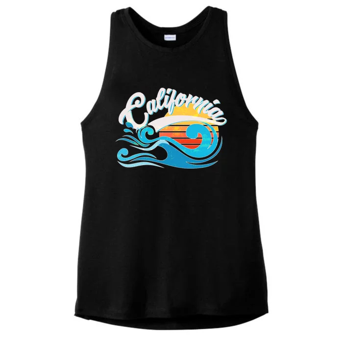 Vintage California Wave Logo Ladies Tri-Blend Wicking Tank