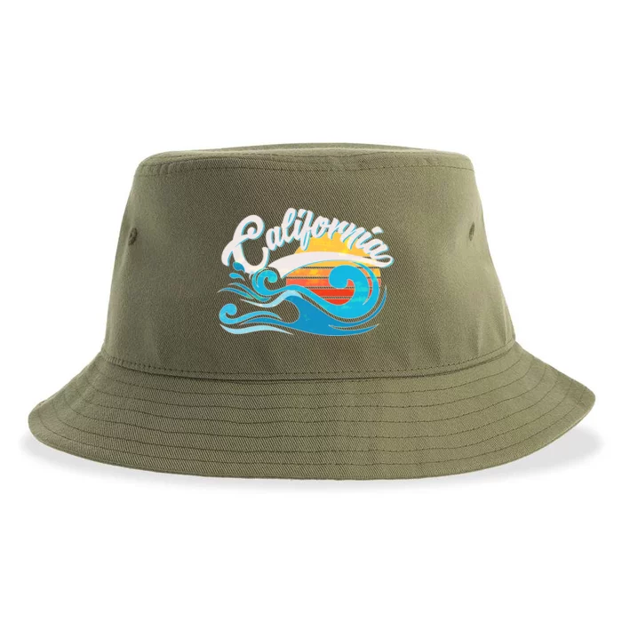 Vintage California Wave Logo Sustainable Bucket Hat