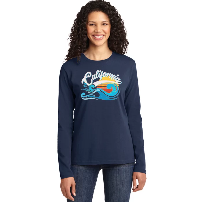 Vintage California Wave Logo Ladies Long Sleeve Shirt