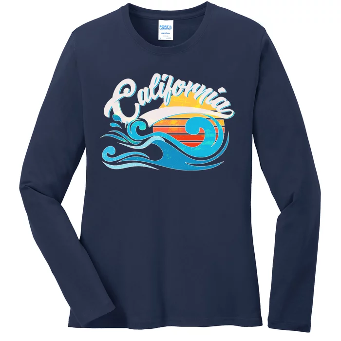 Vintage California Wave Logo Ladies Long Sleeve Shirt