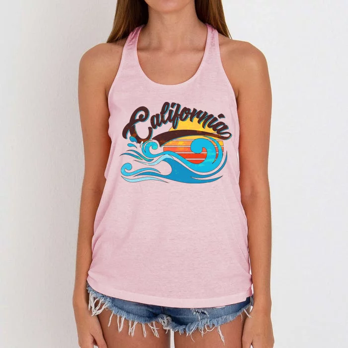 Vintage California Wave Logo Women's Knotted Racerback Tank