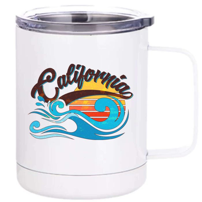 Vintage California Wave Logo Front & Back 12oz Stainless Steel Tumbler Cup