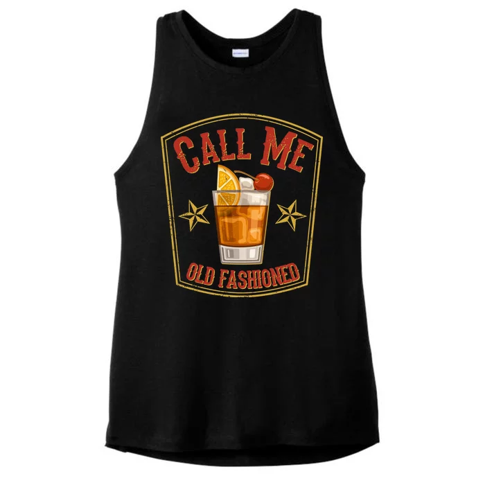 Vintage Call Me Old Fashioned Whiskey Ladies Tri-Blend Wicking Tank