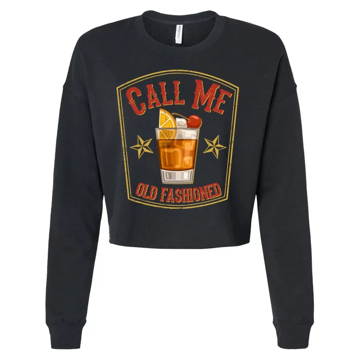 Vintage Call Me Old Fashioned Whiskey Cropped Pullover Crew