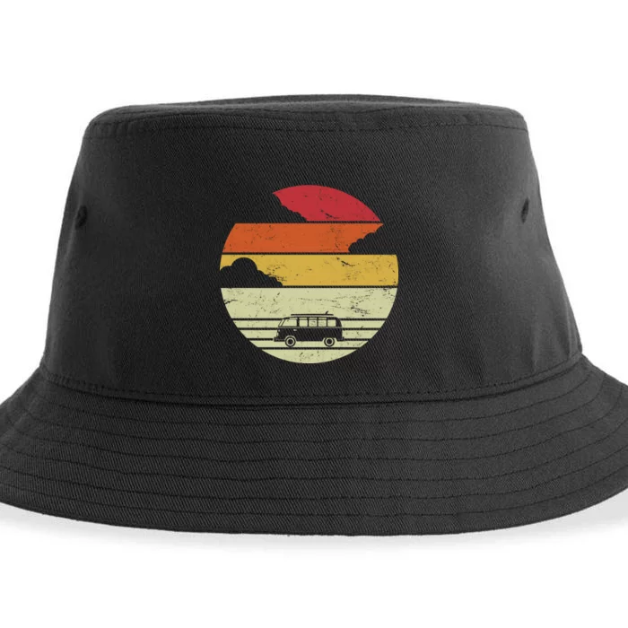 Vintage Camping Sunset Sustainable Bucket Hat