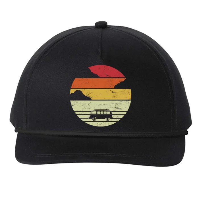 Vintage Camping Sunset Snapback Five-Panel Rope Hat