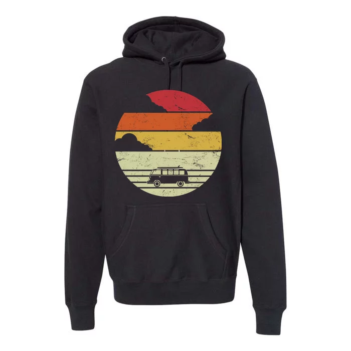 Vintage Camping Sunset Premium Hoodie