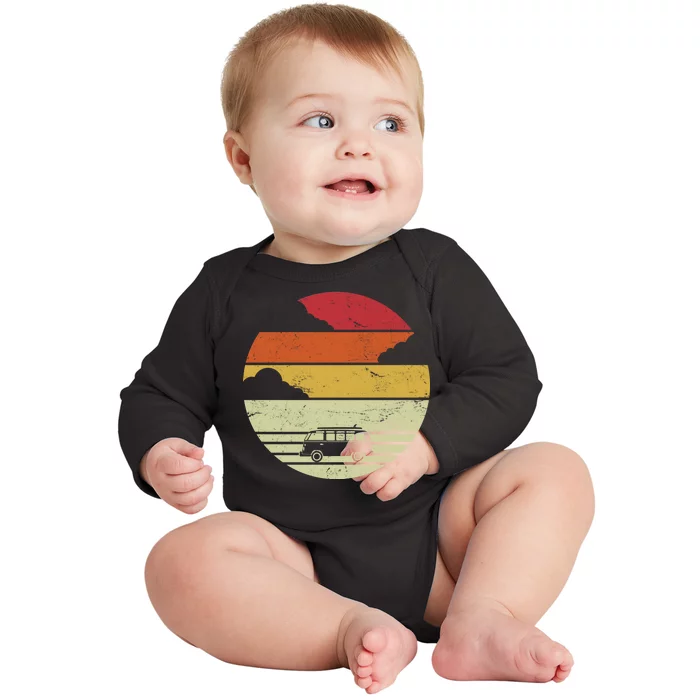 Vintage Camping Sunset Baby Long Sleeve Bodysuit