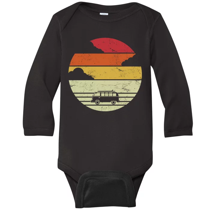 Vintage Camping Sunset Baby Long Sleeve Bodysuit