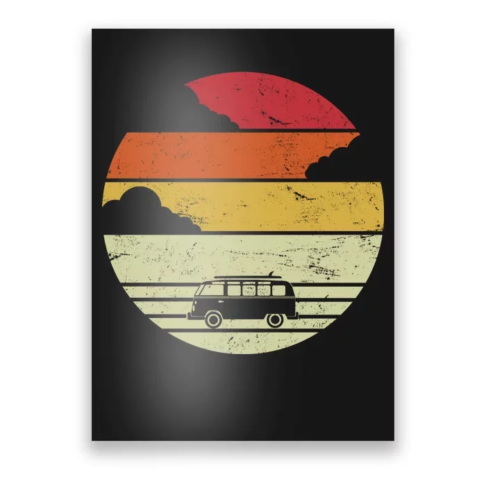 Vintage Camping Sunset Poster