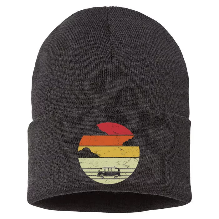 Vintage Camping Sunset Sustainable Knit Beanie