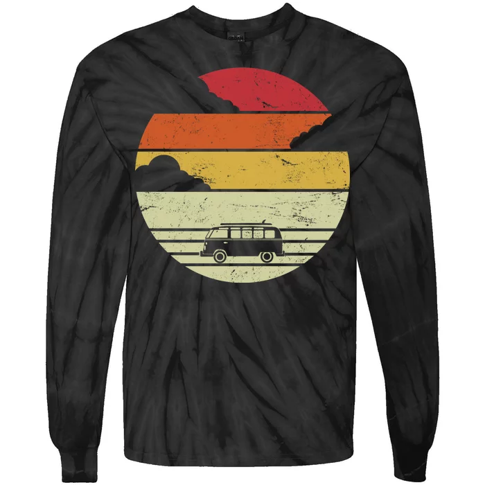 Vintage Camping Sunset Tie-Dye Long Sleeve Shirt