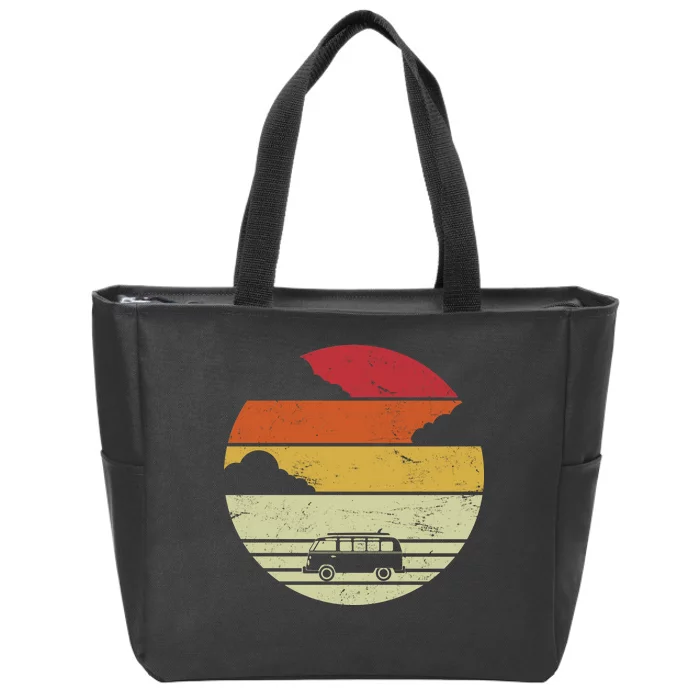 Vintage Camping Sunset Zip Tote Bag