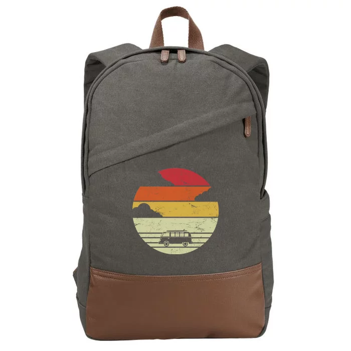 Vintage Camping Sunset Cotton Canvas Backpack