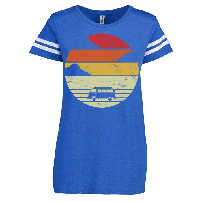 Vintage Camping Sunset Enza Ladies Jersey Football T-Shirt