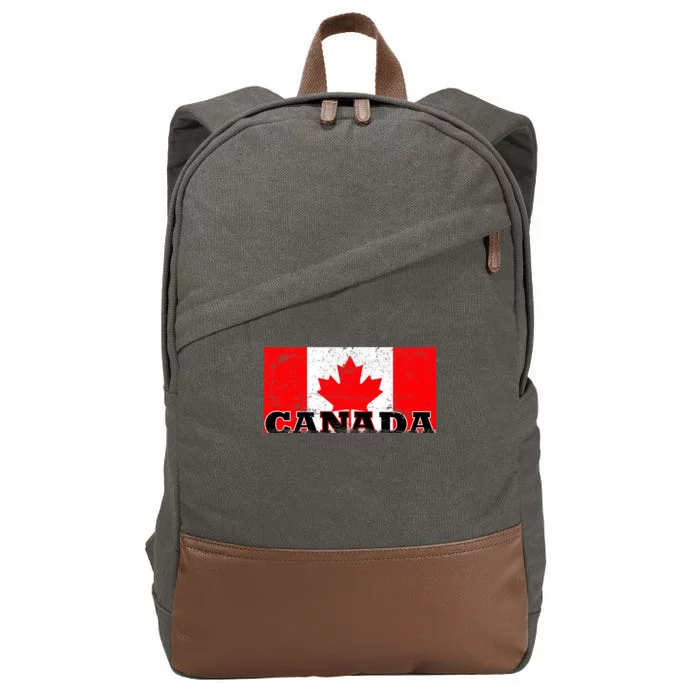 Vintage Canadian Flag Canada Cotton Canvas Backpack