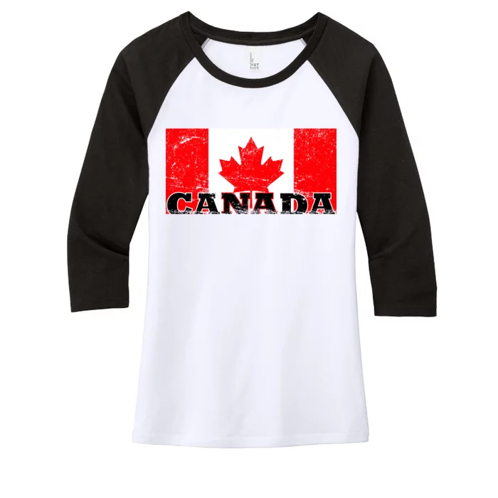 Vintage Canadian Flag Canada Women's Tri-Blend 3/4-Sleeve Raglan Shirt