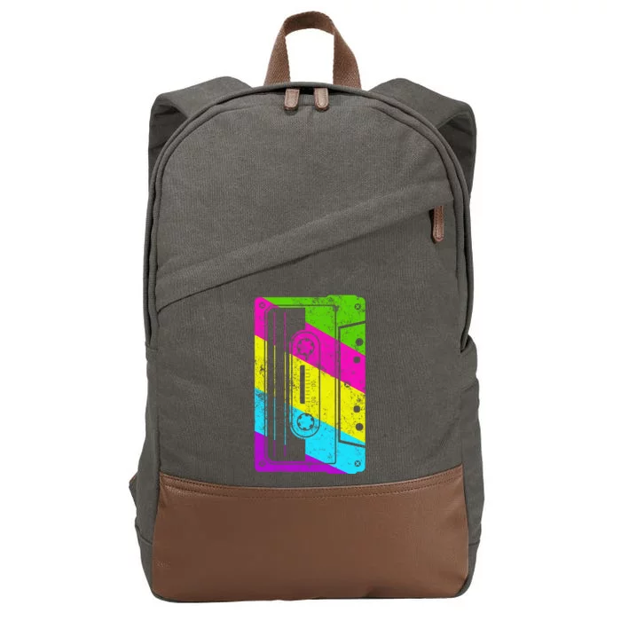 Vintage Cassette Tape 80s Cotton Canvas Backpack