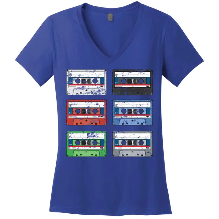 Vintage Cassette Tapes Women's V-Neck T-Shirt