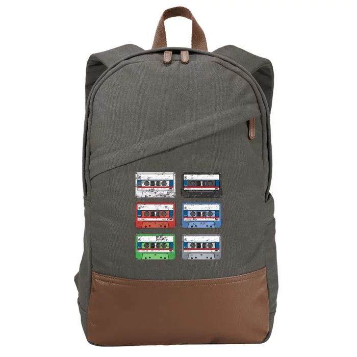 Vintage Cassette Tapes Cotton Canvas Backpack