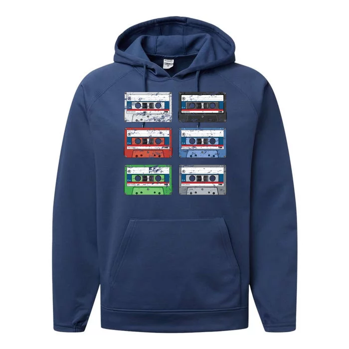 Vintage Cassette Tapes Performance Fleece Hoodie